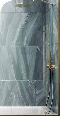 Стеклянная шторка для ванны MaybahGlass MGV-63-3у (прозрачное стекло/золотой)