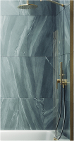 Стеклянная шторка для ванны MaybahGlass MGV-63-3ш (прозрачное стекло/золотой) - 