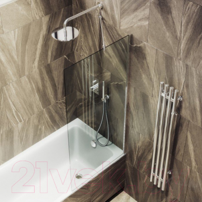 Стеклянная шторка для ванны MaybahGlass MGV-65-4ш (прозрачное стекло/хром глянцевый)