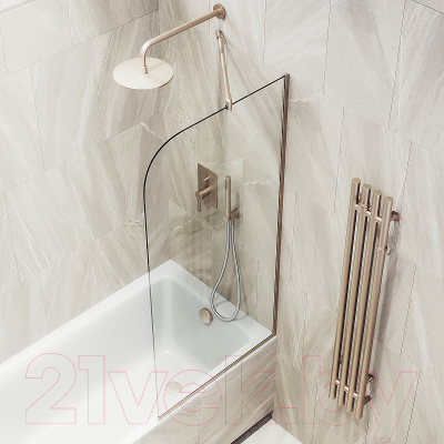 Стеклянная шторка для ванны MaybahGlass MGV-131-2у (прозрачное стекло/бронзовый)