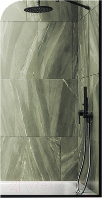 Стеклянная шторка для ванны MaybahGlass MGV-144-6у (прозрачное стекло/черный)