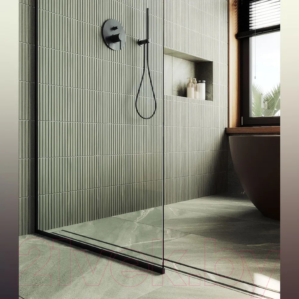 Душевая стенка MaybahGlass 195x69 / MGD-701-6у (прозрачное стекло/черный) — фото 3