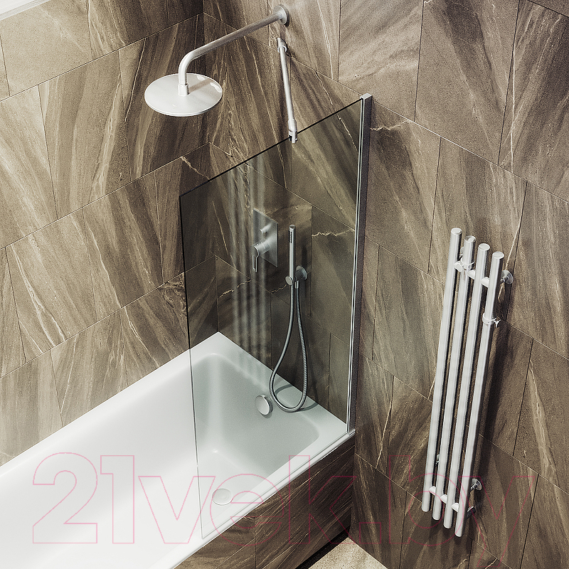 Стеклянная шторка для ванны MaybahGlass MGV-248-5ш (прозрачное стекло/хром матовый) — фото 5
