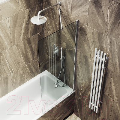 Стеклянная шторка для ванны MaybahGlass MGV-248-5ш (прозрачное стекло/хром матовый)