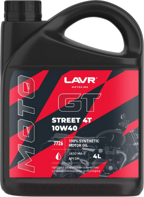 Моторное масло Lavr Moto GT Street 4T 10W40 SM / Ln7726 (4л)