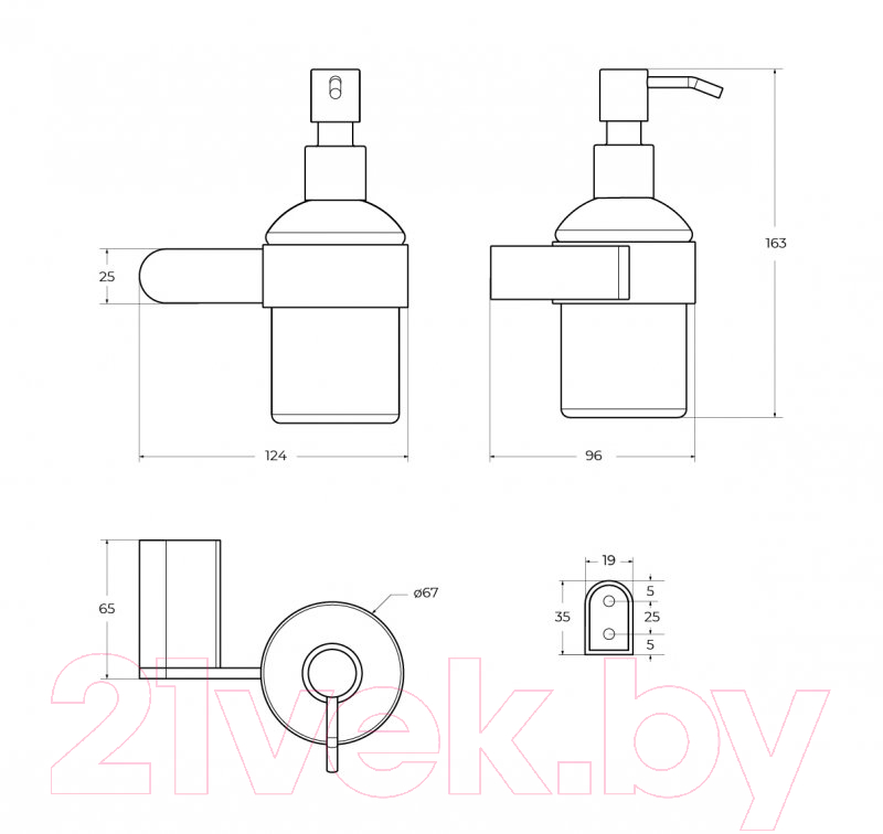 Дозатор для жидкого мыла Cezares STYLUS-SOIS-V-01