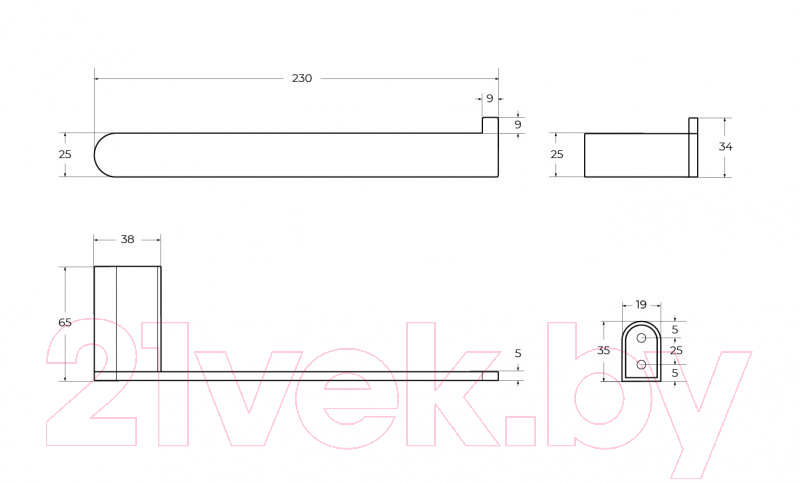 Держатель для полотенца Cezares STYLUS-TH02-01