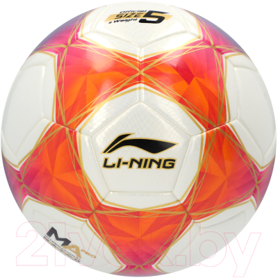 Футбольный мяч Li-Ning 6I75FAYGJ0 / AFQU003-1F (р.5, белый/оранжевый/розовый/фиолетовый)