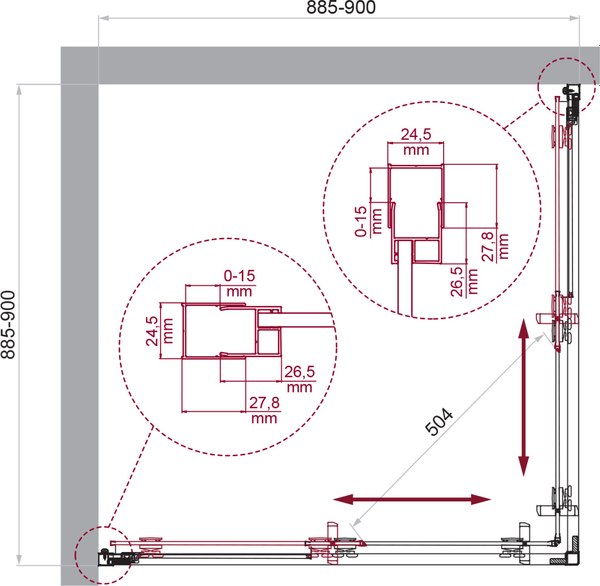 Купить Душевой уголок BelBagno LUCE-A-2-90-P-Cr в Слуцке