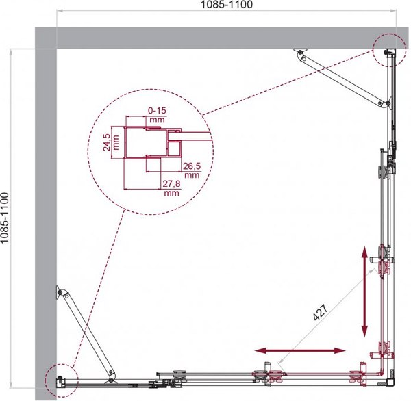 Купить Душевой уголок BelBagno LUCE-A-22-80+30-C-Cr в Минске