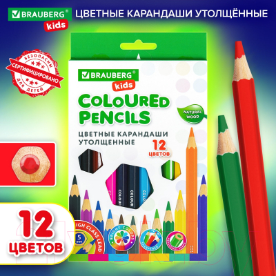 Набор цветных карандашей Brauberg Kids / 181878 (12цв)