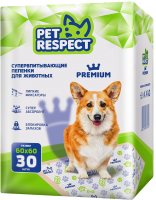 Одноразовая пеленка для животных Pet Respect Premium 60x60 (30шт) - 