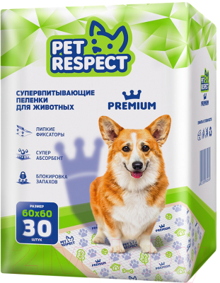 Одноразовая пеленка для животных Pet Respect Premium 60x60 (30шт)