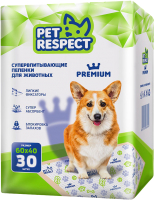 Одноразовая пеленка для животных Pet Respect Premium 60x40 (30шт) - 