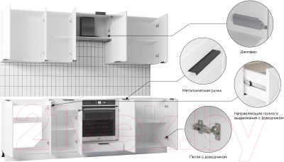 Кухонный гарнитур Mio Tesoro Корнелия Ода-плюс 2.4 без столешницы (белый)