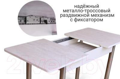 Обеденный стол СВД Юнио 100-130x60 / 054.П17.Х (ледяное дерево/хром)