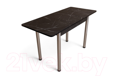 Обеденный стол СВД Юнио 100-130x60 / 054.П20.Х (мрамор неро маркина/хром)