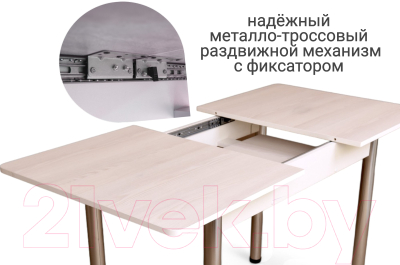 Обеденный стол СВД Юнио 100-130x60 / 054.П21.Х (снежный ясень/хром)