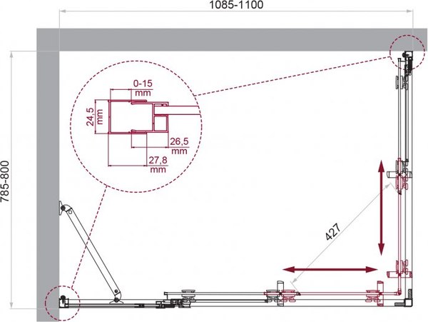 Купить Душевой уголок BelBagno LUCE-AH-21-110/80-C-Cr в Молодечно