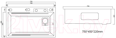Мойка кухонная со смесителем Arfeka Eco AR PVD Nano Decor 75x45 (черный)