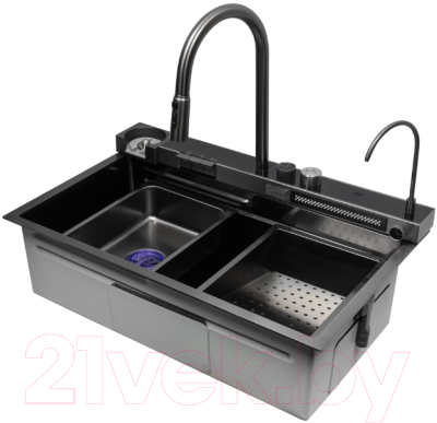 Мойка кухонная со смесителем Arfeka Arfeka Sensor Pro Eco PVD Nano Decor AR 75x45 (черный)