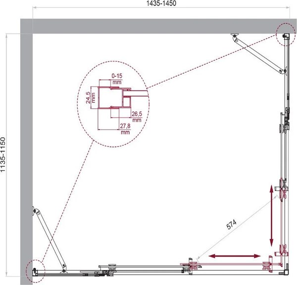 Купить Душевой уголок BelBagno LUCE-AH-22-145/115-C-Cr в Молодечно
