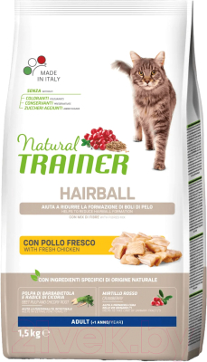 Сухой корм для кошек Trainer Hairball с курицей (1.5кг)