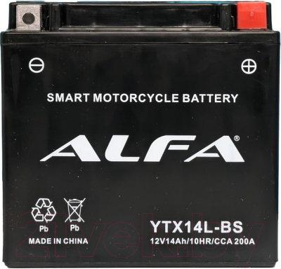 Изображение товара Мотоаккумулятор ALFA battery YTX14L-BS / EB14C-3 (14 А/ч)