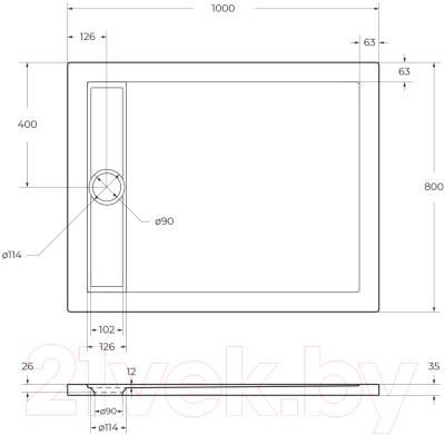 Душевой поддон BelBagno TRAY-BB-DUE-AH-100/80-4-W0