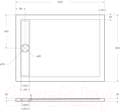Купить Душевой поддон BelBagno TRAY-BB-DUE-AH-120/90-4-W0 в Борисове