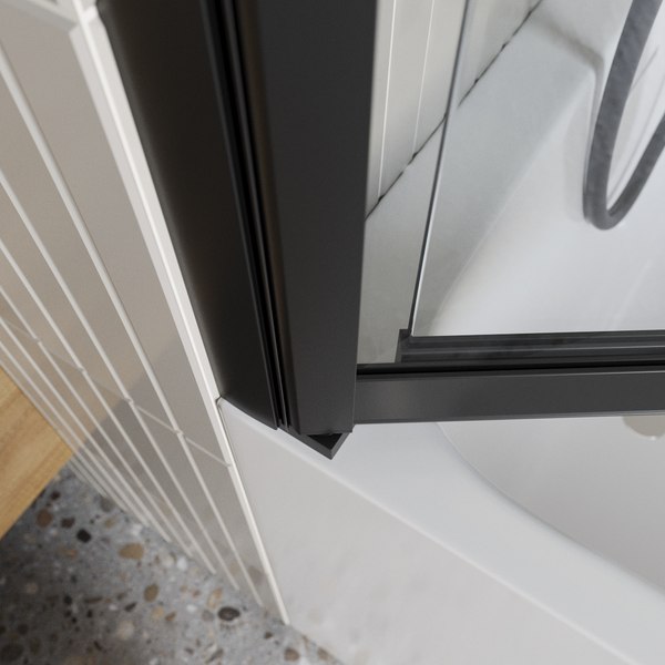 Стеклянная шторка для ванны BelBagno LUCE-VF-11-80/145-C-NERO
