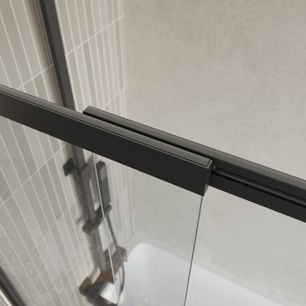 Стеклянная шторка для ванны BelBagno LUCE-VF-11-80/145-C-NERO