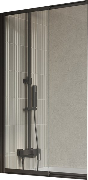 Стеклянная шторка для ванны BelBagno LUCE-VF-11-80/145-C-NERO