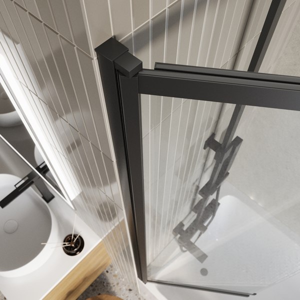 Стеклянная шторка для ванны BelBagno LUCE-VF-11-80/145-C-NERO