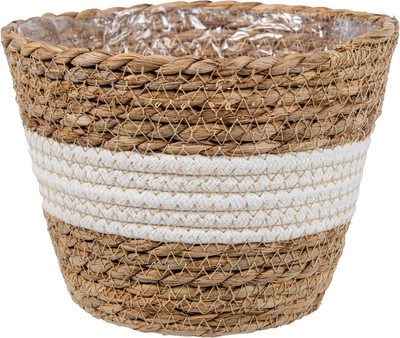 Кашпо Natural House Танзания 190x190x160 / Lishan-04 S (натуральный/белый) -