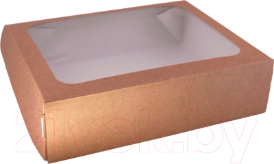 Набор коробок упаковочных для еды Gecko С окном 1555мл 200x200x50мм (100шт, крафт)