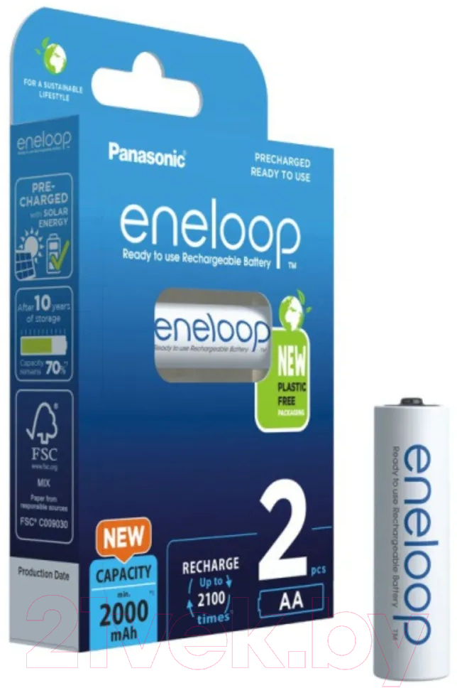 Комплект аккумуляторов Panasonic Eneloop AA 2000 / BK-3MCDE/2BE