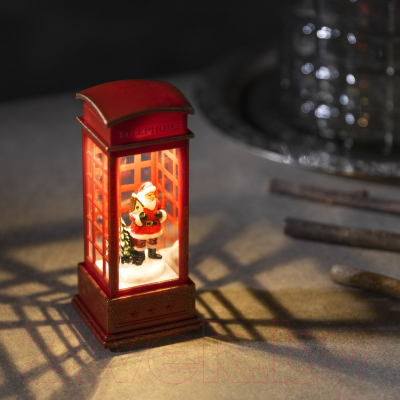 Световая фигурка Luazon Lighting Дед Мороз в телефонной будке / 5104330 (теплый белый)