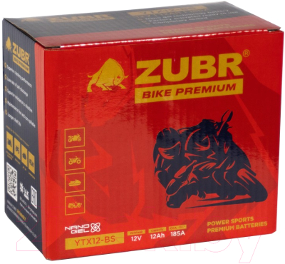 Мотоаккумулятор Zubr Bike Premium L+ / YTX12-BS (12 А/ч)