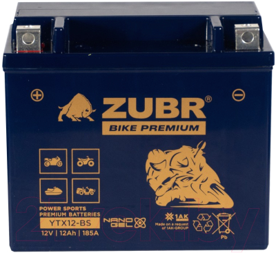 Мотоаккумулятор Zubr Bike Premium L+ / YTX12-BS (12 А/ч)