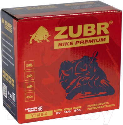 Мотоаккумулятор Zubr Bike Premium L+ / YT14B-4 (14 А/ч)