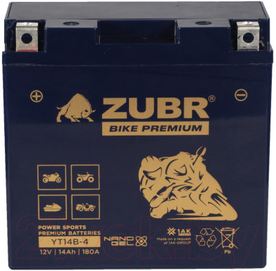 Мотоаккумулятор Zubr Bike Premium L+ / YT14B-4 (14 А/ч)