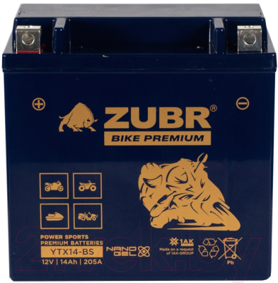 Мотоаккумулятор Zubr Bike Premium L+ / YTX14-BS (14 А/ч)