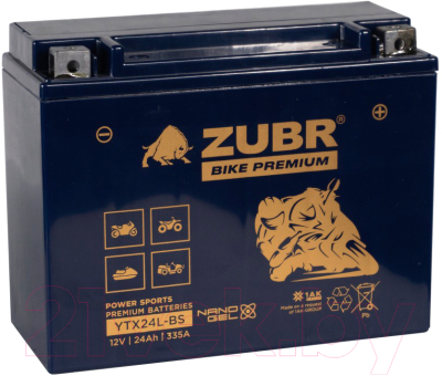 Мотоаккумулятор Zubr Bike Premium R+ / YTX24L-BS (24 А/ч)