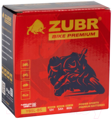 Мотоаккумулятор Zubr Bike Premium R+ / YB5L-BS (5 А/ч)