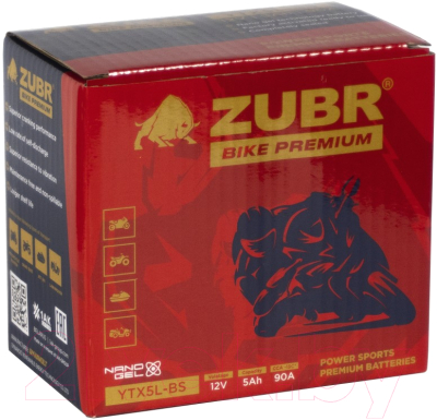 Мотоаккумулятор Zubr Bike Premium R+ / YTX5L-BS (5 А/ч)