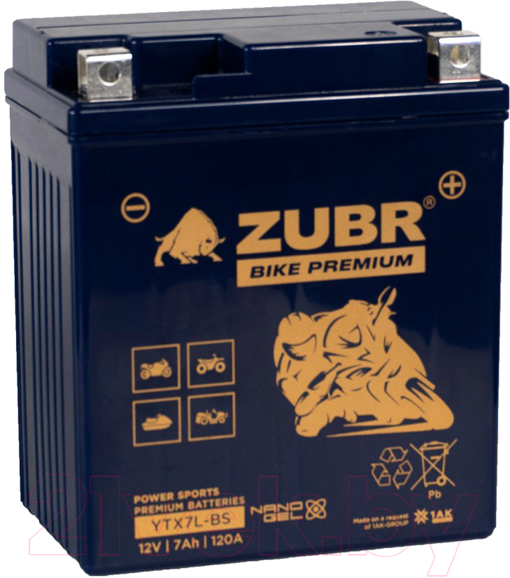 Мотоаккумулятор Zubr Bike Premium R+ / YTX7L-BS