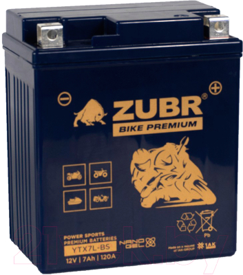 Мотоаккумулятор Zubr Bike Premium R+ / YTX7L-BS (7 А/ч)