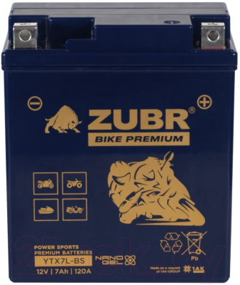 Мотоаккумулятор Zubr Bike Premium R+ / YTX7L-BS (7 А/ч)