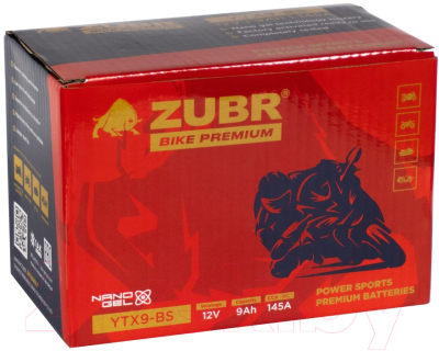 Мотоаккумулятор Zubr Bike Premium L+ / YTX9-BS (9 А/ч)